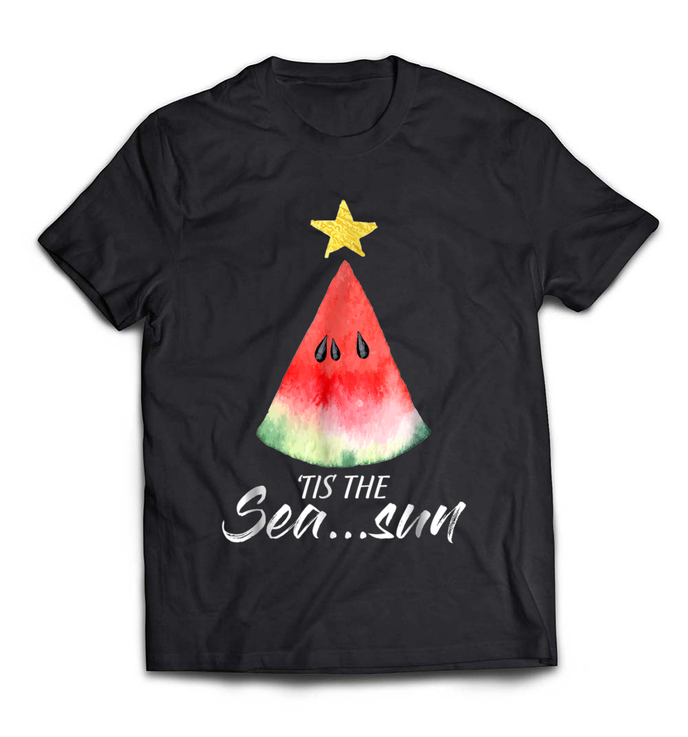 “Melon Christmas Tree Shirt – Tis The Sea… Sun T-shirt” – A Fun Holiday Tee with a Tropical Twist